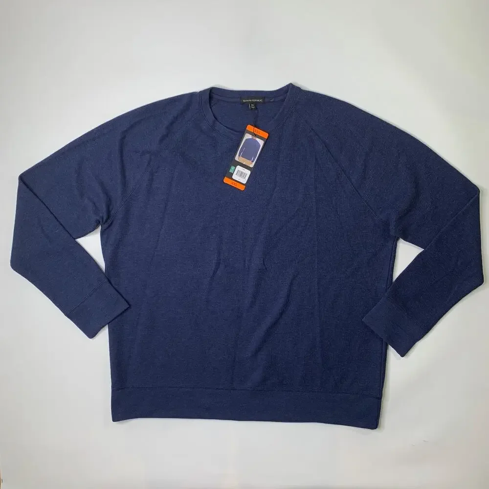 Banana Republic Sweatshirt Men XXL Navy Crew Neck Raglan Sleeve Performance Knit